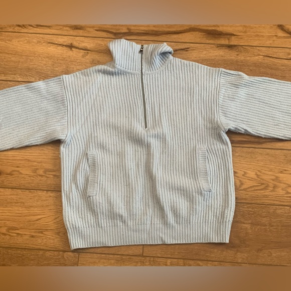 EQUIPMENT Bowee Blue ribbed wool + cashmere sweater oversize - Picture 4 of 7